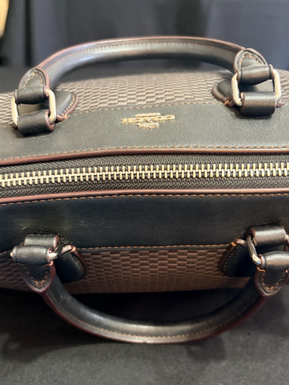 Coach Black Woven Leather Satchel - Coach - Picture 11 of 14
